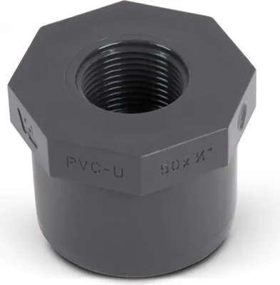 Produktbild von PVC Reduzierung kurz | Ø 50 mm | Klebestutzen x 3/4" IG | PN16 | Grau