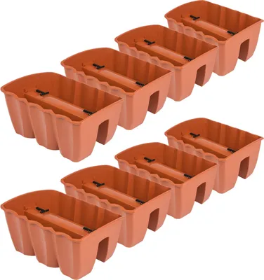 Produktbild von 8x Blumenkasten 40cm Hängetopf Blumentopf Balkontopf Geländertopf DCRO Terrakotta