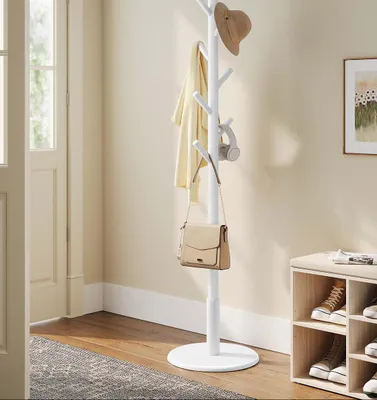 Produktbild von Baumförmiger Garderobenständer mit 8 Haken – Massivholz – Weiß – 40 x 171,8 cm