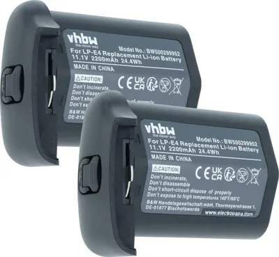 Produktbild von vhbw 2x Akku kompatibel mit Canon EOS R3 Kamera (2200 mAh, 11,1 V, Li-Ion)