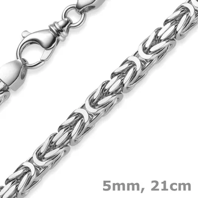 Produktbild von 5mm Armband Armkette Königskette aus 585 Gold Weißgold 21cm Herren