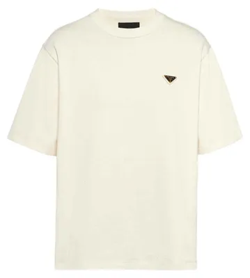 Produktbild von Prada Triangle-Logo Baumwolle T-Shirt Beige Herren XL