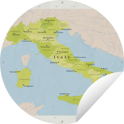 Produktbild von MuchoWow® Gartenposter Outdoor-Poster Rund Grüne Karte von Italien Ø 120 cm Gartendeko Rundes Poster draußen