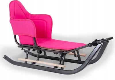 Produktbild von Schlitten mit Rückenlehne Kinderschlitten Metall Holzsitz; rosa