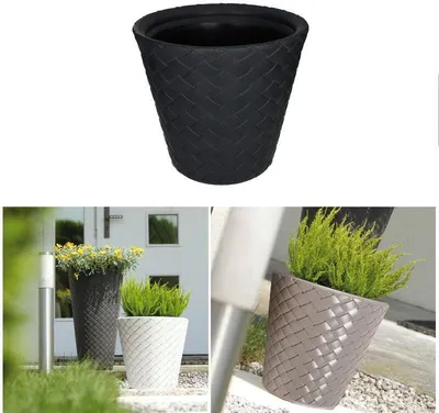 Produktbild von Blumentopf MATUBA, Kunststoff, Rattan Stil, Anthrazit, 30x35 cm