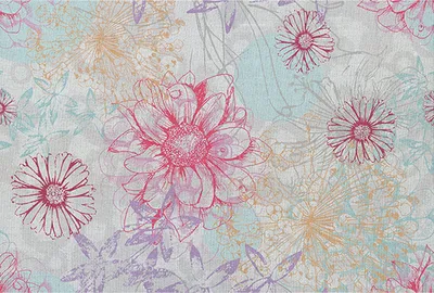 Produktbild von Tadessi Fototapete | Blumen | 4.00 m x 2.70 m | Rosa | Blau | Wandbild | Digitaldruck
