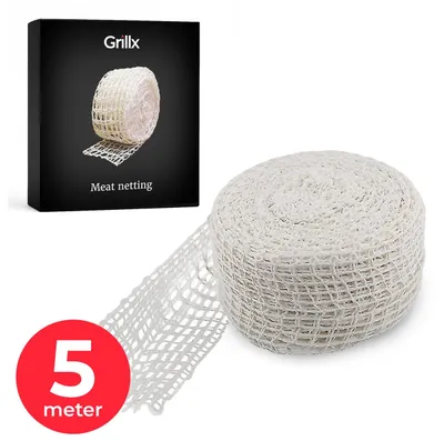 Produktbild von Grillx Rollbratenetz - 5 Meter - Elastisches Rollbratennetz - Fleischnetz - Metzgergarn - Rollbraten Netz / Garn