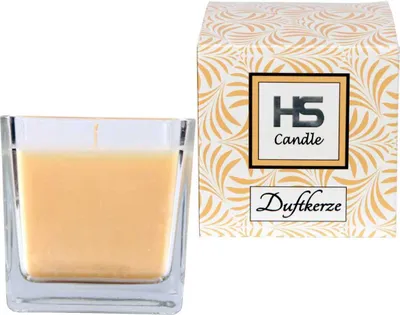 Immagine prodotto di Candela profumata "Vanilla" in vetro, candela 8cm x 7,5cm in confezione regalo, 190gr. Cera - tempo di combustione circa 40 - 50 ore