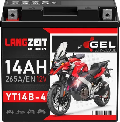 Produktbild von Langzeit Gel Motorradbatterie YT14B-4 14Ah 12V