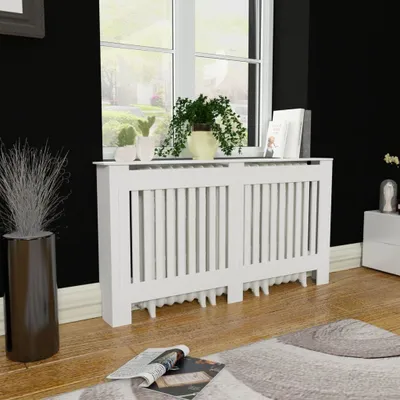 Image de MDF Couverture de radiateur Habillage de radiateur 152 cm, blanc