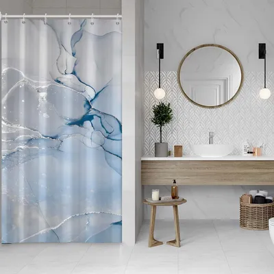 Produktbild von Duschvorhang, farbenfrohes Marmor Design, 36 x 72 Zoll, wasserdicht Polyester, inklusive Haken