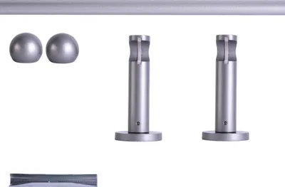 Produktbild von Gardinenstange Set, 1-läufig, ⌀ 19 mm, 160 cm, silber + Wand, Kugel-Ball Komplettset mit Halterungen & Endstücke, Vorhangstange in Silber, Rot-Bronze & Anthrazit, 120–400cm, Eisen, Aluminum Victoria M.