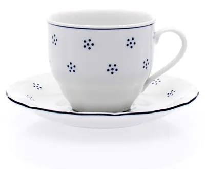 Produktbild von Kaffeetasse mit Untertasse, Tschechisches Porzellan, Verona, 250 ml, blaue Valbella, G. Benedikt