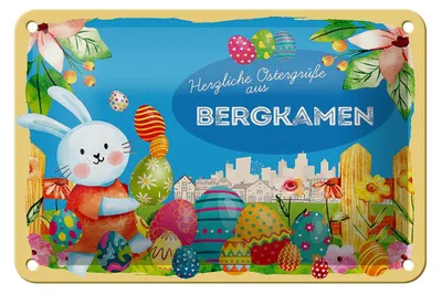 Produktbild von Blechschild Ostern Ostergrüße 18x12cm BERGKAMEN Geschenk Deko