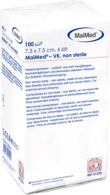 Productafbeelding van MaiMed verbandgaas, niet-steriel, 6-laags, 100 stuks, 7,5 x 7,5 cm
