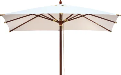 Produktbild von Marktschirm quadratisch 250 cm weiß als hochwertiger Gartenschirm aus Holz mit UPF 50+