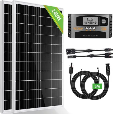 Produktbild von 240W solární modul sada solárních panelů 2x120Watt 12V monokrystalický solární systém kompletní balení fotovoltaická balkónová elektrárna pro obytné v