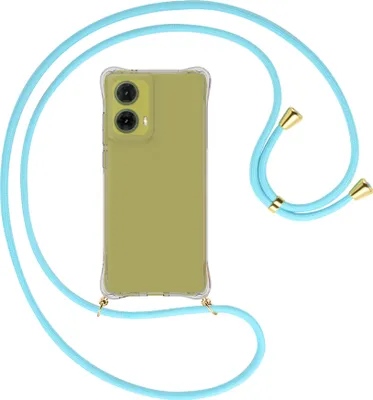Produktbild von Handykette Backcover-Schutzhülle mit Band (Metall goldfarben) für Motorola Moto G85 5G - himmelblau
