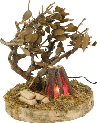 Krippenzubehör Lagerfeuer mit Busch