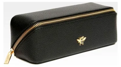 Produktbild von London Bee Mini Makeup Train Case - Faltbarer Beauty Organizer mit Goldbiene & Reißverschluss - Reisefreundlich - 20 x 7,5 x 7,5 cm - Schwarz