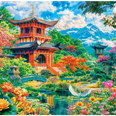 Productafbeelding van CASTORLAND Puzzlegarn Tuinharmonie, 1000 stukjes