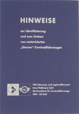Immagine prodotto di Hinweiß ammlung zur Identifizierung u. z. Umbau von motorisierten Zweiradfahrzeugen