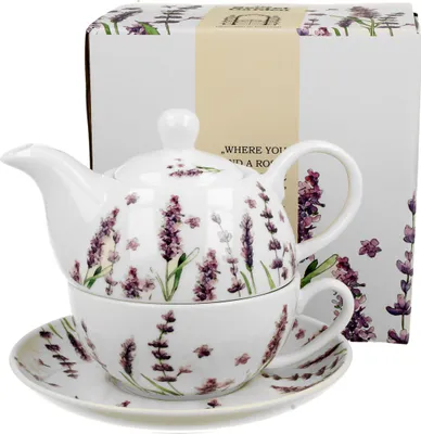 Produktbild von Duo | Teeservice - Tasse + Kanne - Porzellan - Cremeweiß - Edelstahl-Teefilter - Geschenkset - Blumendekor