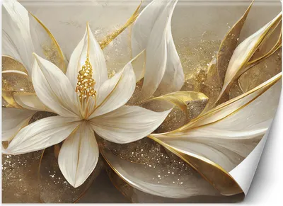 Produktbild von Vlies fototapete Goldene Glamour-Blumen 3D 150x105 cm Feeby Gold inkl. Kleber einfache Montage