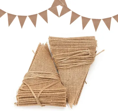 Produktbild von Jute-Wimpelkette 15 m / 48 Wimpel, Vintage, für drinnen und draußen