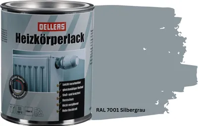 Produktbild von OELLERS Heizkörperlack bewährt 1L – RAL 7001 Silbergrau | Heizkörperfarbe & Heizungsfarbe | Hochdeckender Heizungslack | Hitzebeständig & langlebig