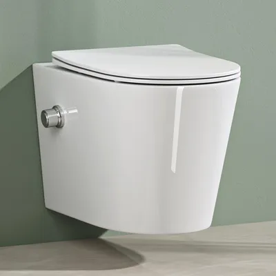 Produktbild von Mai & Mai Hänge WC Toilette Wand-WC Spülrandlos Weiß aus Keramik Wandmontage mit Absenkautomatik Aachen601