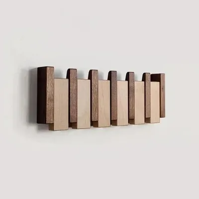 Produktbild von Holz-Garderobe mit praktischen klappbaren Haken