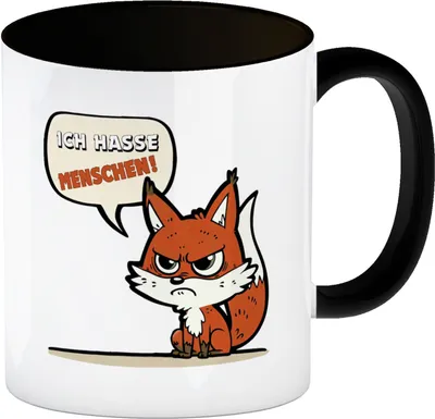 Produktbild von Ich hasse Menschen Fuchstasse Kaffeebecher in schwarz