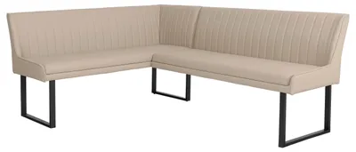 Produktbild von Eckbank HWC-O82, Esszimmerbank Bank, Kunstleder Metall 159x210cm  beige