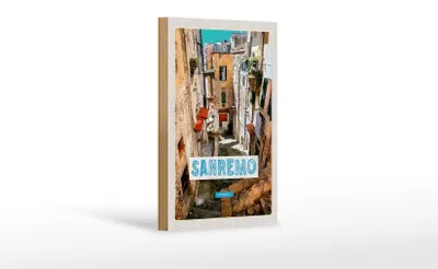 Produktbild von Holzschild Reise 12x18 cm Sanremo Italien Altstadt Gebäude