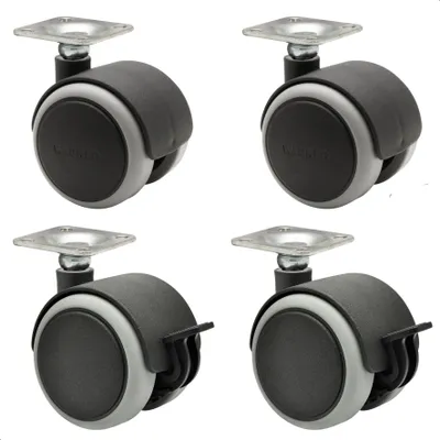 Zdjęcie produktu dla WAGNER zestaw 4 kółek meblowych SOFT - Ø 50 mm, przykręcana płytka 42 x 42 cm, 2 z hamulcem, nośność 50 kg każde - 02172888