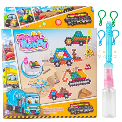 Produktbild von Magic Beads Wasserkügelchen-Set: Baustellenfahrzeuge DIY-Bastelset für Kinder