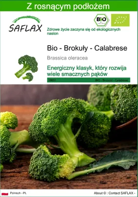 Zdjęcie produktu dla SAFLAX - Bio - Brokuły - Calabrese - 100 Nasiona - Z podłożem uprawowym wolnym od zarazków - Brassica oleracea