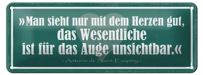 Produktbild von Blechschild Spruch 27x10cm man sieht nur mit Herzen gut Dekoration