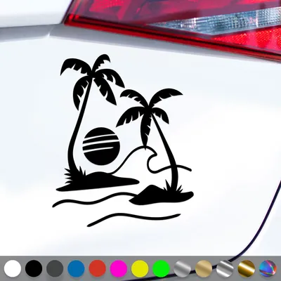 Produktbild von PantherPixel Palmen Aufkleber Meer Camping Bus Reisen Sonne Strand Sticker Auto Geschenkidee Farbe Schwarz