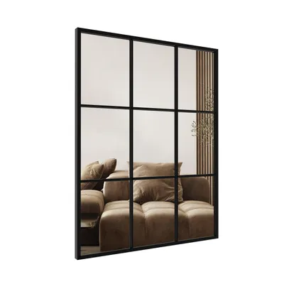 Produktbild von STYLER Wandspiegel 69x95 cm rechteckig Kunststoffrahmen modern schwarz Flur Schlafzimmer Bad Spiegel Wandspiegel dekorativ zeitlos