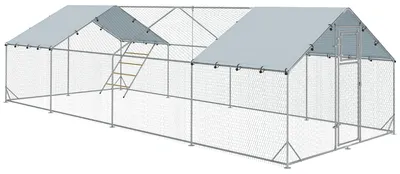 Produktbild von PawHut Hühnerstall Freilaufgehege aus Stahl, 3 x 8 x 1,95 m für 24-30 Hühner