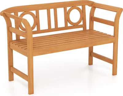Produktbild von COSTWAY Gartenbank, 2-Sitzer Friesenbank wetterfest, Holzbank aus Akazienholz, Sitzbank Parkbank mit Armlehnen, Balkonbank bis 360 kg, O-Form