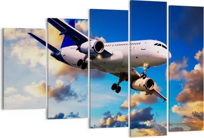 Produktbild von Bild auf Leinwand - Leinwandbild - Flugzeug Flug Reise Fahrzeug - 150x100cm - Wand Bild - Wanddeko - Leinwanddruck - Bilder - Kunstdruck - Wanddekoration - Leinwand bilder - Wandkunst - EG150x100-2445
