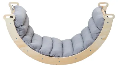 Produktbild von Buxibo Mini-Kletterbogen – Kletterbogen aus Holz mit Kissen – Montessori-Spielhalle – 78 x 47 x 37 cm – Grau