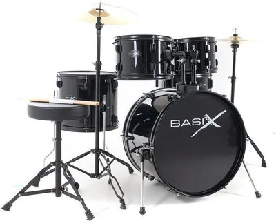 Produktbild von Gewa Basix Dynamisch 22 Schlagzeug 22 Zoll Bassdrum inkl. Hardware & Becken Schwarz