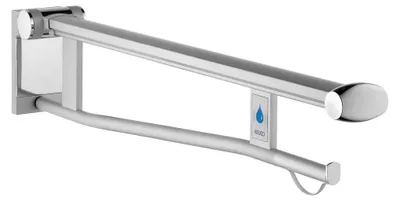 Produktbild von Keuco Plan Care Stützklappgriff 850 mm links klappbar mit Funk-WC-Spülauslösung - Aluminium silber-eloxiert/lichtgrau - 34903172838