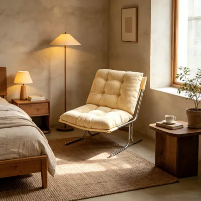 Produktbild von Loungesessel - 73,6 x 84 x 84,5 cm , Creme , Chrome und Stoff , abnehmbare Elemente , komfortable Polsterung
