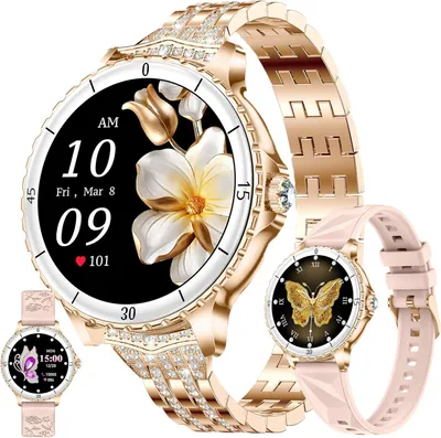Produktbild von SGDDFIT 1.27 Inch AMOLED Damen Smartwatch mit Telefonfunktion Fitness Uhr 5ATM wasserdicht mit Bluetooth Anrufen 300 mAh Akku und Sporttracking