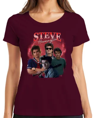 Produktbild von Steve Harrington Stranger Serienfan Geschenk Babysitter Hawkins Damen T-Shirt, Burgundy, L